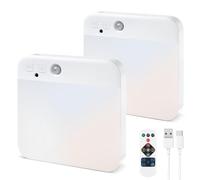 2 Pack Rechargeable LED Ceiling Lights Motion Sensor Bathroom Light,USB Battery Operated Ceiling Light for Kitchen Hallway Toilet Bedroom Magnetic Mount,Remote Control,15cm