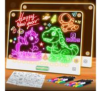 2 Pack Rechargeable LED Drawing Board for Kids with Tracing Pages, Lumi Board Magnetic Light Up Acrylic Dry Erase Board, LED Note Board, Christmas Gift Toy for Kids/Girls