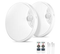 2-Pack Rechargeable Motion Sensor Light Indoor, 10000mAh Battery Operated Ceiling Light with Remote, Magnetic Wireless LED Bettery Powered Stick On Lights for Garage Shed Loft Hallway Stairs Outdoor
