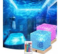 2 Pack Rechargeable Shower Light 16 Color Changeable Ocean Wave Galaxy Projector with Remote Northern Lights Mood Cube Lamp Dimmable Waterproof Shower Lamp Flame Water Ripple Lights for Bathroom