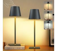 2 Pack Rechargeable Table Lamp - Cordless LED Lamp with 6000mAh Battery Operated LED Desk Lamp, Portable Table Light Outdoor for Dinner Patio Restaurant Bar Bedroom Coffee Shop Night Light(Black)