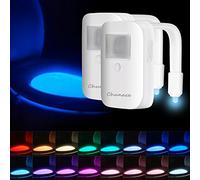 Chunace Toilet Bowl Night Light 2 Pack - 16-Color Changing & Rechargeable LED Lamp with Motion Sensor Activated for Bathroom Decor - Cool & Unique Gadgets for Men and Kids Birthday Gift