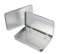 2 Pack Rectangular Metal Tin Box with Lid Metal Tins With Hinged Lid Portable Empty Box Container Storage Small Silver Storage Tin Case for Watercolor Jewelry Pen Eraser Pill Candy Craft Organize