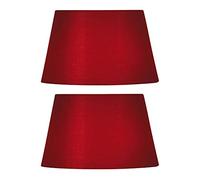 2 Pack - Red 10" Cotton Drum Vintage Tapered Fabric Lampshade with Reversible Gimble & Shade Reducing Ring to Fit All Types of Lampholders - Sold in Pairs