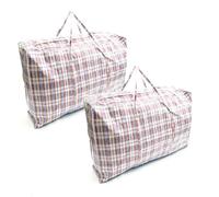 2 PACK Red 100x60x25cm XXL Jumbo Durable Reusable Foldable Waterproof Zipped Laundry Bags Heavy Duty Strong Clothing Wardrobe Storage Moving House Shopping Toy Decorations Storage Bags