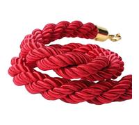 2 Pack Red Crowd Control Stanchion Rope, 1m/1.5m/2m Braided Barrier Ropes for Event Queue Management, Durable Safety Barriers with Gold Plated Metal Hooks (0.6m/2ft)