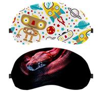 2 Pack Red Dangerous Snake Sleep Mask, Completely Block Out Light Eye Mask for Side Sleeper, Zero Eye Pressure Night Blindfold, Adjustable Eye Shade Cover