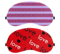 2 Pack Red Heart Couple Valentines Love Pattern Eye Mask for Side Sleeper, Sleeping Mask, Sleep Eye Mask, Soft Eye Shade Cover for Travel, Nap, Plane, Light Blocking