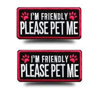 2 Pack Red I'm Friendly Please Pet Me Hook & Loop Embroidered Patch,4 inch