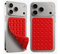 2 Pack Red Octo budyy, Sticky Phone Grip Holder for Hands-Free Selfies & Videos,Upgraded Double Sided Suction Cup Phone Mount Reusable Silicone Phone Suction Grip for iPhone & Android