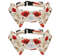 2 Pack Red Poppy Dog Collars Bowtie with Shirt Collar Adjustable Pet Cats Puppies Necktie for Small Girl Boy Dog Wedding Birthday Gift
