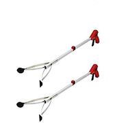 2 Pack Red Reacher Grabber, 32" Extra Long Foldable Reacher Handy Reaching Aid Lightweight Aluminum Grab Arm Extender Tools for Trash Pick Up, Garden Nabber, Mobility Aid Pick Up Tool