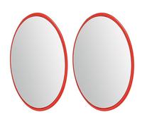 2 Pack Red Ringed Traffic Mirror for Corner of Bedroom, 45 55 60 75 80 100 Cm Dia Wall Mounted Convex Mirror Wide Angle, Garage Mirrors Parking Assist with Stand(2 Pack,Dia 30cm/12in)