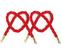 2 Pack Red Twisted Stanchion Rope with Gold Hooks, Crowd Control Stanchion Post Queue Line Barrier Hanging Ropes for Movie Theaters, Grand Openings, Hotels/185Cm/6Ft