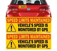 2-Pack Red Vehicle Speed is Monitored by GPS | Speed Limits are Maintained Safety Sticker 10"x3.5" Reflective Warning Decal Sign for Car, Truck, Van, Fleet, Commercial Vehicle Durable & Weatherproof