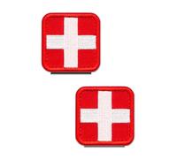 2 Pack Red White Cross Embroidered Emergency Medical Medic Paramedic Patch - Perfect for First Aid Pouch, EMT, EMS, Trauma, Medical, Paramedic, First Response Rescue Kit, Tactical Activities