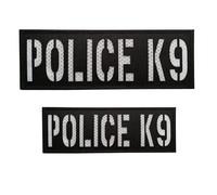 2 Pack Reflective Police K9 Patch Reflective Back Panel Police K9 Patch with Hook and Loop One Small and One Large (Police K9(Black-W))