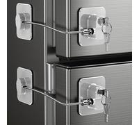 2 Pack Refrigerator Locks with 4 Keys, Child Safety Lock for Fridge Door Locks, Cabinets, Freezer, Desk Drawers, Wardrobes, Closets, Windows-No Tools Need or Drill (Patent)