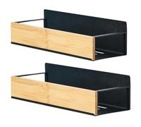 2 Pack Refrigerator Magnetic Spice Rack - Kitchen Storage Rack with Strong Magnets, Space Saving Refrigerator Organizer Rack for Spices and Condiments, Kitchen Storage and Organization (Black)
