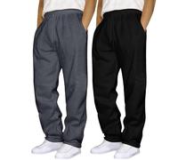 2 Pack Regular Fit Mens Joggers - Plain Tracksuit Bottoms Elasticated Waist Mens Casual Trousers Straight Leg Jogging Bottoms Breathable Uncuffed Baggy Joggers Comfortable Soft Sweatpants Dark Gray