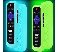 2 Pack Remote Case/Battery Cover for TCL Roku Smart TV Steaming Stick Remote, Silicone Protective Controller Universal Sleeve Skin Glow in The Dark Blue and Green