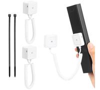 2-Pack Remote Control Magnetic Holders with Spring Ropes - Safely Secure Remotes & Small Items, Wall-Mount with Adhesive, Anti-Loss, Rapid Adsorption, Extendable Spring (White 2 Pack)
