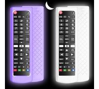 2 Pack Remote Cover for LG TV, Silicone Protective Case for AKB75095307 AKB75375604 AKB74915305, Anti-Slip Remote Sleeve for LCD LED HDTV 3D 4K OLED (Glow White and Glow Purple)