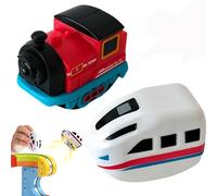 2-Pack Replacement Electric Train Cars, USB Rechargeable Add-On Compatible for Magnetic Electric Train Set Tracks, Cannot Operate Alone, Tracks & Cable Not Included
