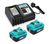 2 Pack Replacement for Makita 18V Battery + 14.4V-18V for Makita Charger
