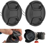 2 Pack Replacement Lens Cap Cover for Camera Lenses Protective Cap with Carrying Strap Compatible with Lenses with 37 mm Filter Thread Compatible with Olympus Panasonic Canon Nikon