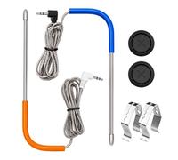 2 Pack Replacement Meat Probes Kit Compatible with Traeger Pellet Grills | BBQ Meat Temperature Probe Set, PT1000 Waterproof Sensor with 3.5mm Plug, 300°C Stainless Steel Braided Cable, Grill Clips