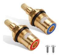2 Pack Replacement Tap Cartridge Brass Ceramic Disc Tap Valve Quarter Turn 20 Spline Mixer Taps Repair with Tap Glands Seals G1/2" Insert Gland Cartridge for Shower Bathroom Kitchen Taps