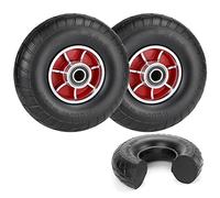2 Pack Replacement Wheels for Hand Trucks 242×65mm/255×78mm Solid Rubber Wheels Blue/Red Alloy Rims 450kg Load Capacity Puncture Proof Caster Wheels