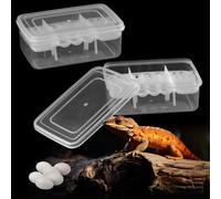 2 Pack Reptile Breeding Box 16 Grids Egg Hatching Incubator for Hatching Egg, Snake, Lizards, Turtle, Lions Mane, Gecko Without Thermometer (White)