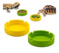 2 Pack Reptile Feeding Bowl, Silicone Reusable Crested Gecko Food and Water Dish, Bearded Dragon Tank Accessories for Lizard, Hermit Crab, Chameleon and Tortoise, Easy to Clean