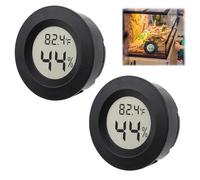 2 Pack Reptile Thermometer Digital Hygrometer, Compact Gauge for Terrariums, Incubators, and Breeding Boxes, Switchable Celsius/Fahrenheit, Accurate Temperature and Humidity Monitoring - Black