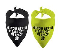 2 Pack Rescue Dog Nervous Give Me Space Rescue Dog Bandana Ask to Pet Handkerchief Scarf (Nervous Rescue)