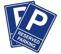 2-pack Reserved Parking Signs Aluminium Car Park Warning Signage Metal, Size 25x35cm(Blue-reserved parking)