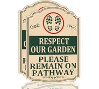 2 Pack RESPECT OUR GARDEN PLEASE REMAIN ON PATHWAY Metal Sign Keep Out Private Garden Do Not Enter Yard Protect Your Grass Sign 14 x10 inches Metal Rust Aluminum UV Protected Waterproof Easy Mounting