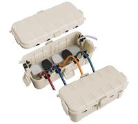 [2 Pack] RESTMO Outdoor Waterproof Box (29 × 13.2 × 10cm), IP54 Weatherproof Electrical Box for Multi Plug Extension Lead, Protect Outlet, Plug, Christmas String Lights from Water, Snow, Dust, Almond