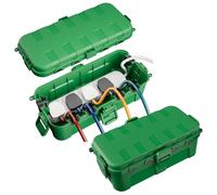 [2 PACK] RESTMO Outdoor Waterproof Box (29 × 13.2 × 10cm), IP54 Weatherproof Electrical Box for Multi Plug Extension Lead, Protect Outlet, Plug, Christmas String Lights from Water, Snow, Dust, Green