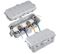 [2 PACK] RESTMO Outdoor Waterproof Box (29 × 13.2 × 10cm), IP54 Weatherproof Electrical Box for Multi Plug Extension Lead, Protect Outlet, Plug, Holiday lights from Water, Snow, Dust, Light Grey