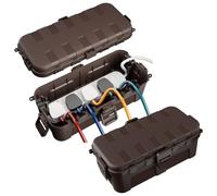 [2 PACK] RESTMO Outdoor Waterproof Box (29 × 13.2 × 10cm), IP54 Weatherproof Electrical Box for Multi Plug Extension Lead, Protect Outlet, Plug, Christmas String Lights from Water, Snow, Dust, Brown