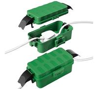 [2 Pack] RESTMO Weatherproof Electrical Box (Inner 15 × 8.1 × 4.5cm), IP55 Waterproof Extension Cord Cover for Plug, Halloween or Christmas Holiday Decorations, Weatherproof Connection Box, Green