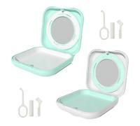 2 Pack Retainer Case for Invisalign,Slim Aligner Cases with Mirror and Ventilation Holes,Mouthguard Case Orthodontic Retainer Case with Removal Tools& Aligners Chewies& Brush