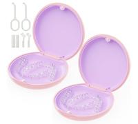 2 Pack Retainer Case, Magnetic Aligner Case Compatible with Invisalign, Portable Slim Orthodontic Storage Kit for Clear Aligners - Pink