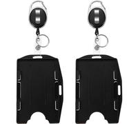 2 Pack Retractable Badge Holders, Heavy Duty Retractable Keychain Double Sided ID Card Holder with Lanyard for Horizontal and Vertical Use, 2 in 1Reel Carabiner Clips for Keyring ID Card Badge Holder