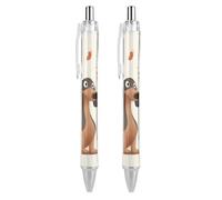 2 Pack Retractable Black Ballpoint Pens for Smooth Writing 0.5mm Fine Point Fineliner Refillable Quick Dry Gel Ink I Love My Dog Dachshunds Rollerball Pens Comfort Grip for Journaling Note Taking