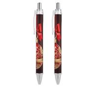 2 Pack Retractable Black Ballpoint Pens for Smooth Writing 0.5mm Fine Point Fineliner Refillable Quick Dry Gel Ink Christmas Ball Golden Bell Rollerball Pens Comfort Grip for Journaling Note Takin