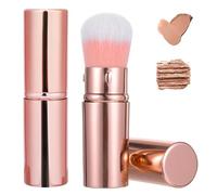 2 Pack Retractable Blusher and Kabuki Makeup Brush with Cover, Portable Travel Brush for Liquid Foundation Powder Bronzer, Professional Face Blender and Concealer for Women and Daily Use